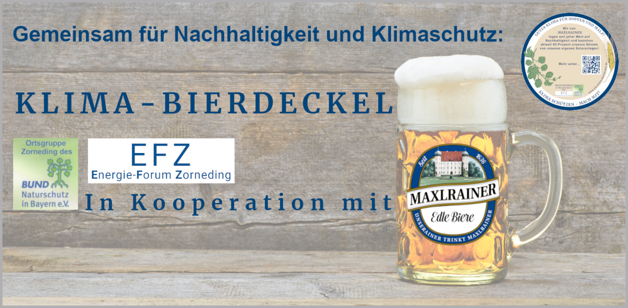 Headerbild: Klima-Bierdeckel von Maxlrainer in Kooperation mit Energie-Forum Zorneding und Bund Naturschutz Zorneding: Gemeinsam für Nachhaltigkeit und Klimaschutz! (Hintergrundbild Quelle: AdobeStock Nr 167602146, Wolfilser)